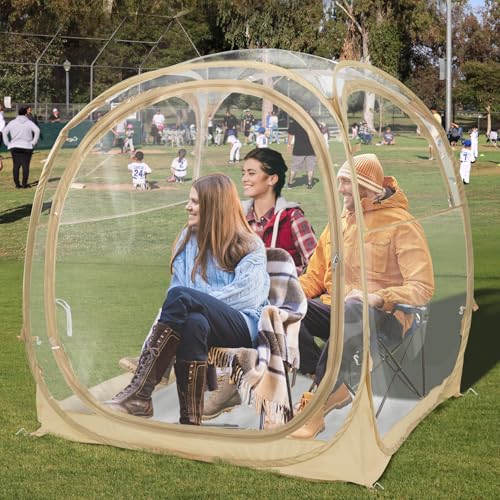 EighteenTek® Pop Up Weather Pod, Sport Pod with Attached Floor, 360° Clear View, UPF 50+ UV Protection, Waterproof All-Weather Instant Shelter for Sports Camping Fishing 70"x70"x63"H by PrivatePod - Used condition - US$150.03