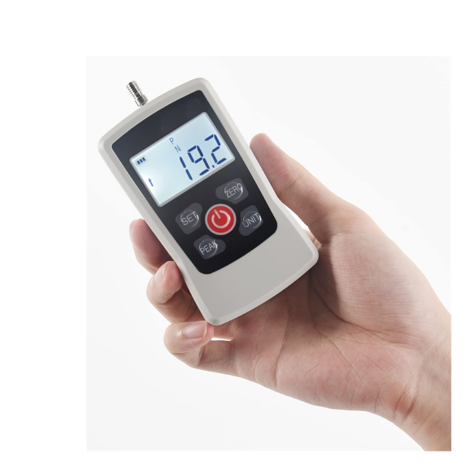 Kraftmesser, 50N/5Kg tragbarer Spannungsdruck Sparsamer digitaler Druck- und Zugkraftmesser LCD-Bildschirm Handgriff Dynamometer
