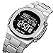 Reginald Men's Multifunctional Electronic Watch Outdoor Sports Watch EL Light Large Digital Display Timing Zinc Alloy Wirstwatch (Silver2)
