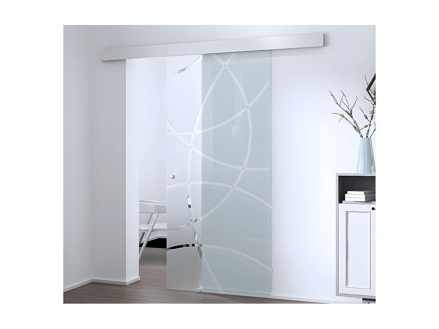 Porta scorrevole a Applique Heidi - H205 x L93 cm - Vetro temperato