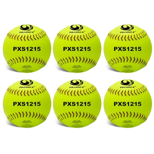 PHINIX Slow-Pitch Softballs Cork Core for Practice 12 Inch (Box of 6, 12 Inch)