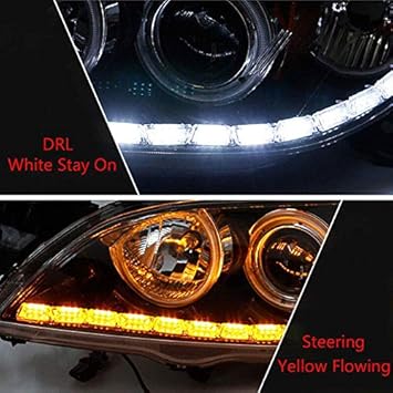 Kardeck Daytime Running White Light with Yellow Turn Signal Light 16 LED Crystal Sequential DRL One Pair for Balero