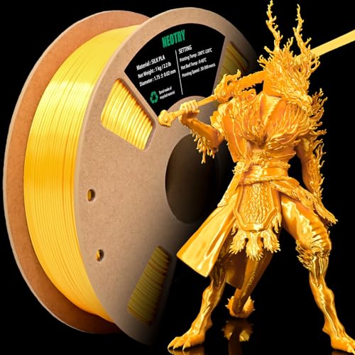 NEOTRY Silk Gold 3D Printer Filament PLA Filament 1.75mm 1kg Metal Gold Filament 3D Printing Materials for Most FDM 3D Printer 3D Filament 1.75mm +/- 0.02 3D Printer Filament Silk Gold PLA