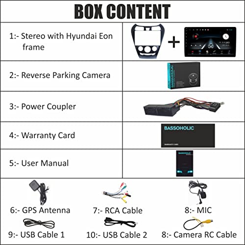 Image of 9 Inches Advanced Car Radio Receiver Android 10 System for Hyundai Eon with 2GB /16GB RAM & ROM, Gorilla Glass /Full HD Display /WiFi /GPS /SWC and HD Parking Camera /CP