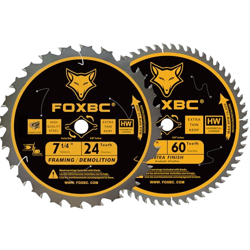 FOXBC 7-1/4" 24T ATB Circular Saw Blade, 5/8" Arbor