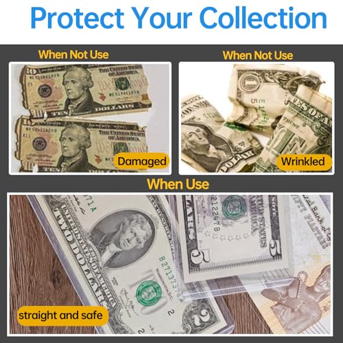 30 fundas plásticas transparentes para billetes 6.8 x 2.9 pulg miniatura 5