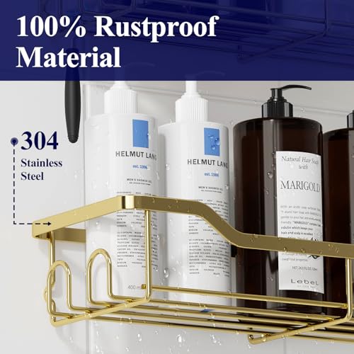 image for Kitsure Shower Caddy Large - Adhesive Shower Organizer, Stainless Stee