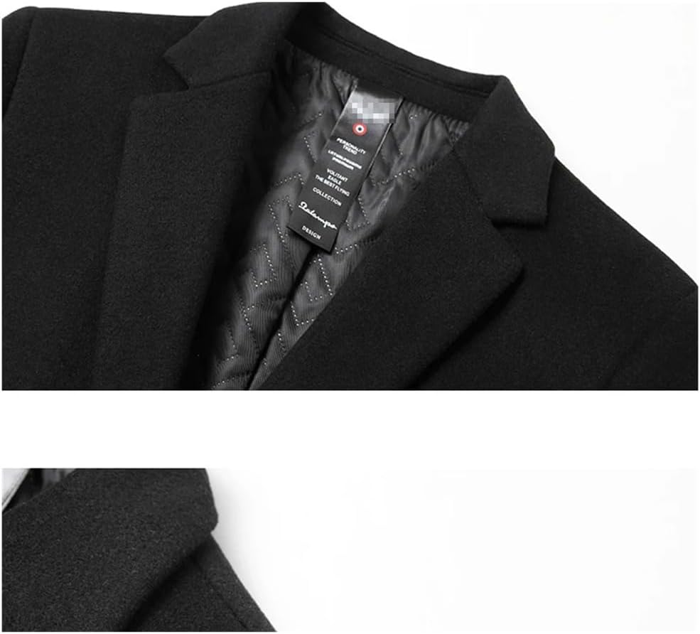 Haitpant Men's Woolen Coat Solid Slim Mid-Length Windbreaker Warm Wear-Resistant Wool Coat Business Formal Wear Jacket
