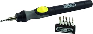 General Tools #500 Precision Cordless Electric Screwdriver with Quick-Change Chuck & 6 Bits for Repetitive Tasks