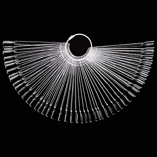 JNTMEI Nuancier Ongles - Lot de 50 presentoir ongles en Plastique Transparent, nuancier ongles amande, présentoir vernis avec 1 Anneaux Métal pour Pratique Nail Art (50) Cover