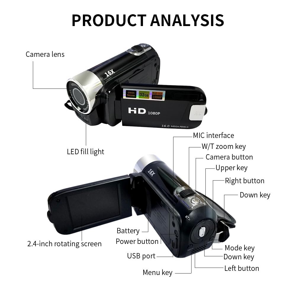 Video Camera Camcorder Kimire Digital Camera Recorder Full HD