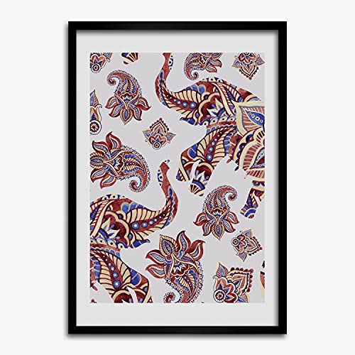 Tableau cadre en bois 50x70 cm avec peinture d'éléphants ethniques Tulup