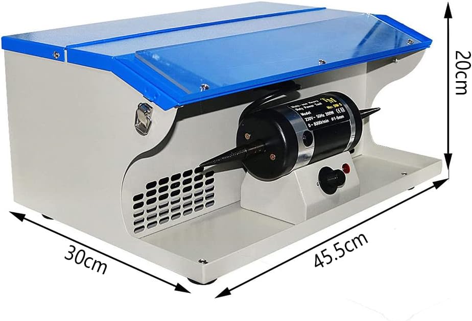 200W Jewelry Polishing Buffing Machine Dust Collector with Light Table Top,8000Rpm Speed Jewelry Buffer Polisher for Jewelry Metal Manufacturing and Maintenance