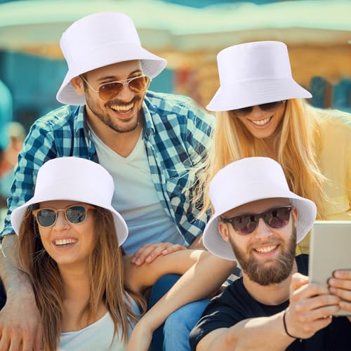 Image of 36 /24 /12 Pcs Bucket Hats for Men Women Bulk Cotton Fishing Cap UV Protection Beach Foldable Solid Color Sun Cap