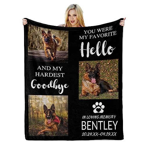 Lcyawer Personalized Dog Memorial Gifts for Loss of Dog, Custom Blanket with Pictures, Pet Memorial Gifts for Loss of Dogs, in Loving Memory Blankets, Loss of Pet Bereavement Gift