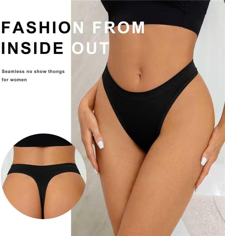 SHARICCA Seamless Thongs for Women Sexy Breathable No Show Thong Underwear Women Multiple Pack - Image 3