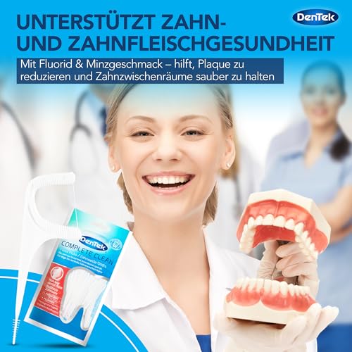 DenTek Complete Clean Zahnseide Sticks (40 Stk.) – Zahnsticks mit Minzgeschmack – Für Zahnzwischenräume – Flosser mit Zungenschaber und Zahnstocher für frischen Atem und Zahngesundheit