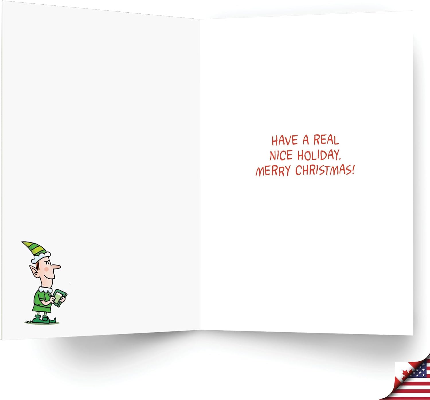NobleWorks 12 Funny Christmas Cards w/5 x 7 Inch Envelopes (1 Design, 12 Each) - Artificial Letter C8768XSG-B12x1