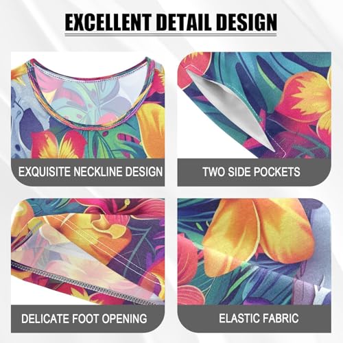 senya Short Sleeve Pajamas Sets Summer Cotton Sleepwear Flowers and Skulls4