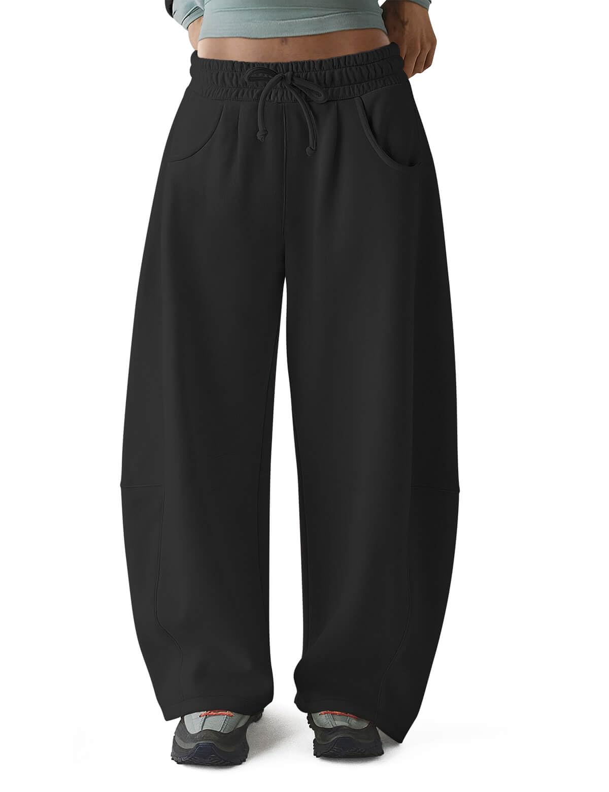HeSaYep Womens Fleece Lined Sweatpants Barrel Leg Baggy Sweat Pants Winter Thermal Cotton Pants with Pockets
