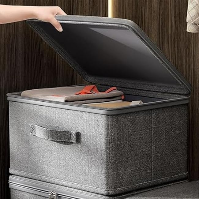 Secure Utility Box ¨C Lockable Storage Bin, Heavy Duty Organizer Tote | Plasticc Shell Construction, Tight Lid Closure, Stackable Container Design with Lock Slot for Garage Closet Tool Storage