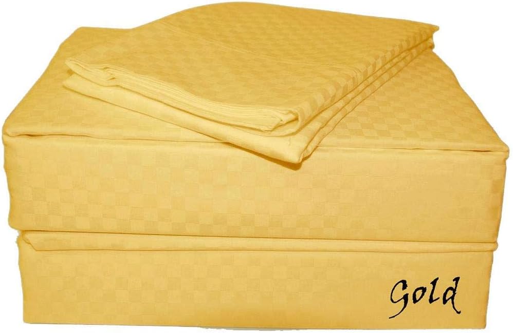 SHERA'S BEDDINGS 650 TC Egyptian Quality 4 PC Bed Sheet Set with Jacquard Cotton Checkered Pattern Fits Upto (8"-10" Inch) Deep Pocket- (Size -Olympic Queen - 66" X 80"- Color - Checkered Ivory)