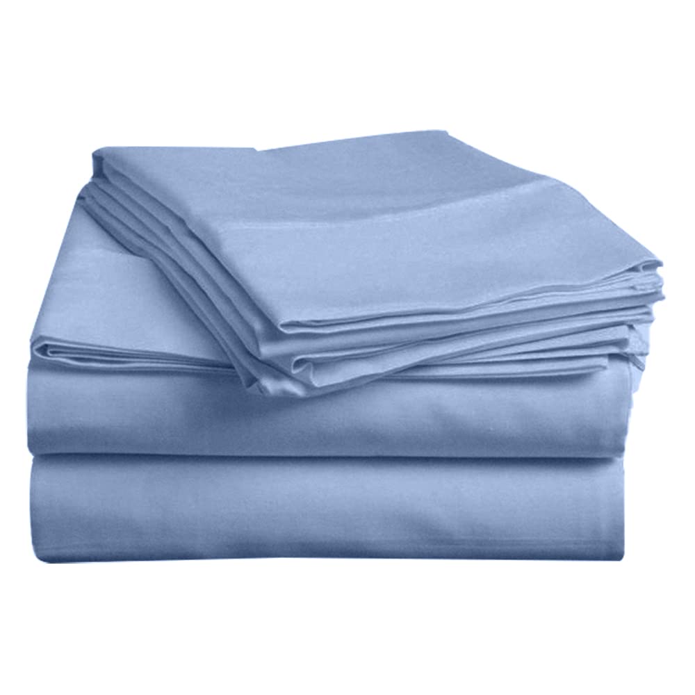 Pashmina 800 Thread Count Emperor 4 Piece Bed Sheet Set Ultra-Soft 100% Egyptian Cotton Fits Mattresses upto 30 cm Breathable Fitted Sheet, Flat Sheet & 2 Pillowcases Luxury Bedding Set, Light Blue