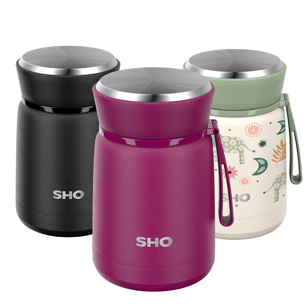 SHO Food Flask - Vacuum Insulated, Double Walled Stainless Steel Food Flask & Food Container - 10 Hours Hot & 20 Hours Cold - 530ml 800ml - BPA Free (Very Berry, 530ml) โ image 1