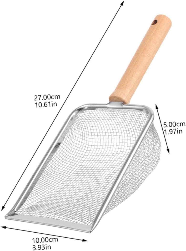 Stainless Steel Cat Litter Scoop Wooden Handle Litter Shovel for Removal for Cat Owners and