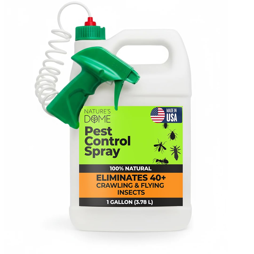 Nature's Dome Eco-Friendly Pest Control Spray – Ant, Roach, Spider, Fly, Flea and Insect Control with Natural Essential Oils – Fast-Acting, Child & Pet Safe for Indoor & Outdoor (1 Gallon)