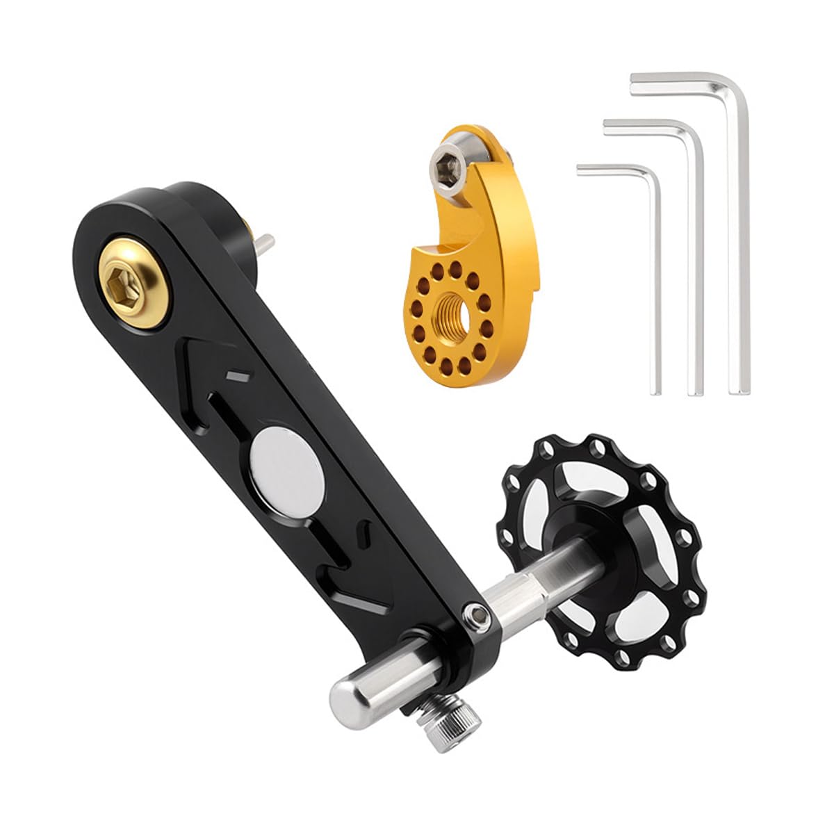 Batum Mountain Bike Chain Guide Tensioner,Aluminium Alloy Single Speed Bike Chain Tensioner with Regulator,Black