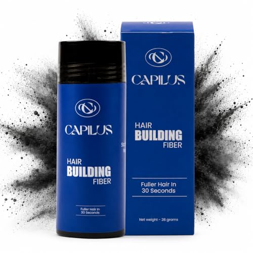 Image of Capilus Hair Building Fiber for Men & Women, Instant Hair Thickening Fibres for Thinning & Bald Spots, Natural-Looking, Concealer Powder for Fuller Look in 30 Seconds, 28g (Black, 28g)