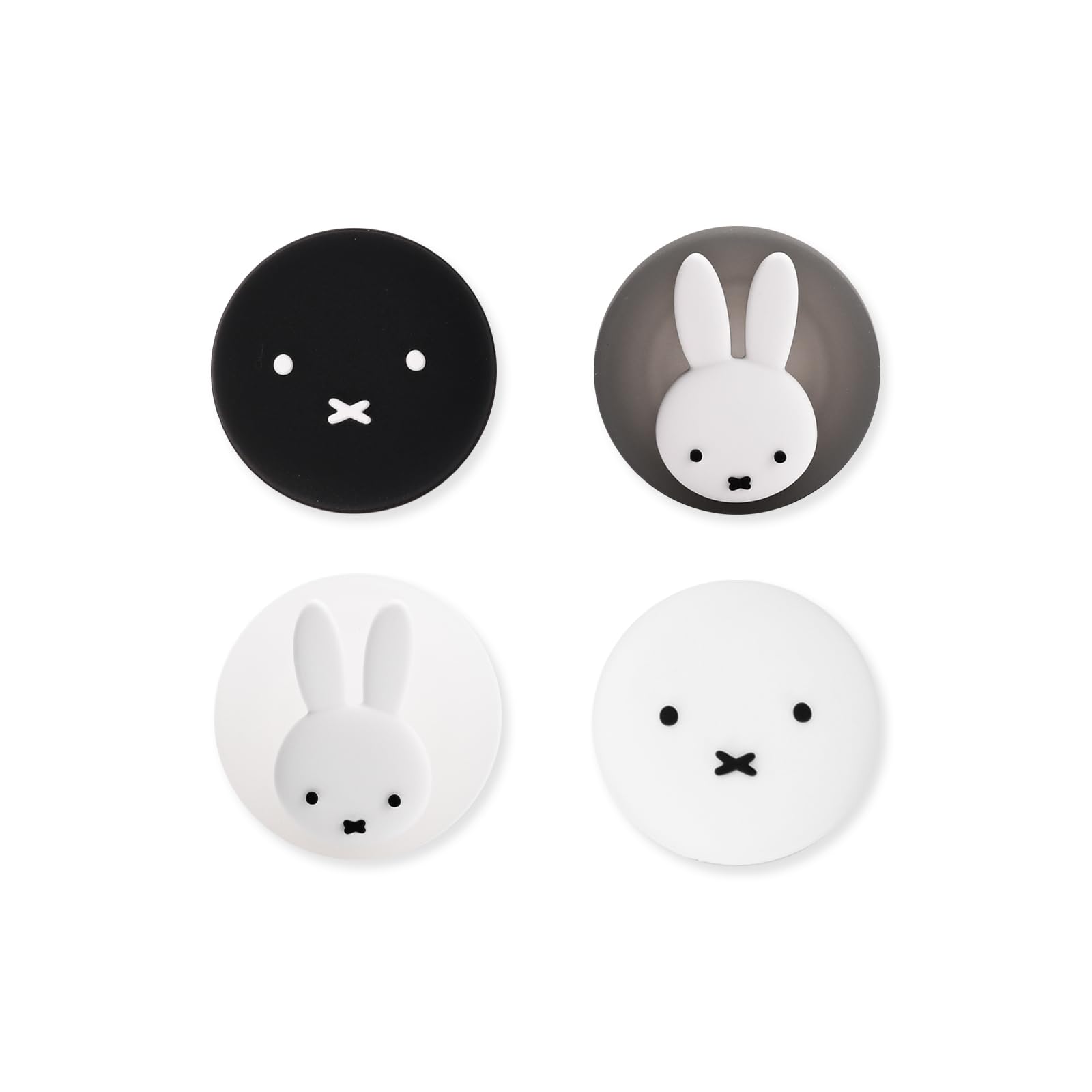 Kuitmor Cute Silicone Joystick Caps Compatible with Switch 2 - Anti-Slip Thumb Grip Caps - Silicone Analog Cover Thumbstick Grips for Switch 2025 - Cute Bunny - Black White