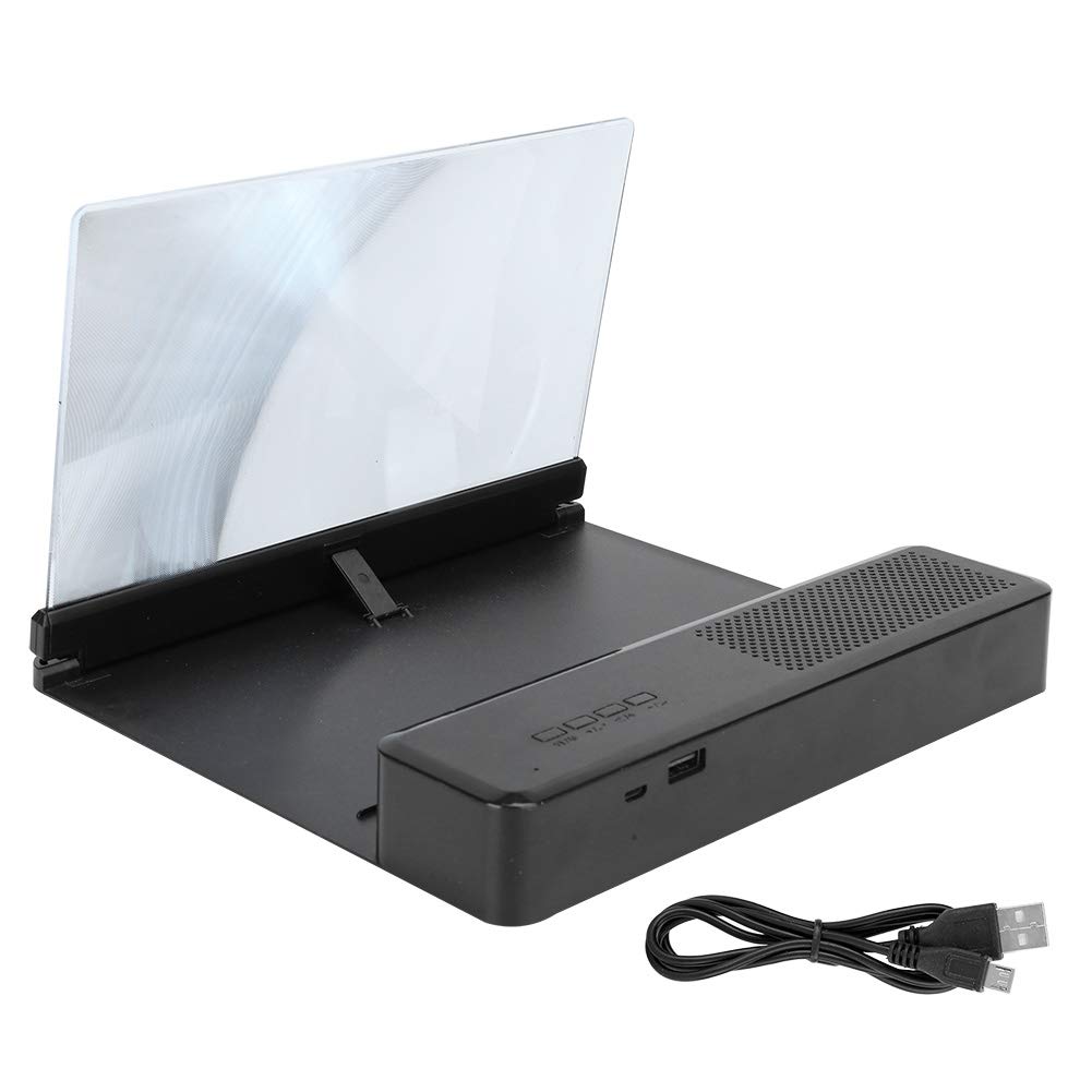Lupa de Pantalla Móvil con Altavoz, Lupa de Pantalla de Teléfono Móvil con Altavoz Inalámbrico de 26 X 10 Pulgadas, Soporte de Sonido Amplificador de Ampliación (Negro)