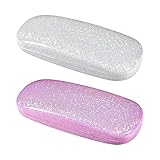 angelikashalala 2 Stück Brillenetui Hardcase, Hartschalen Brillenetui Brillenbox für Brillen und Lesebrille, Geeignet für Damen, Herren(Rosa, Weiß)