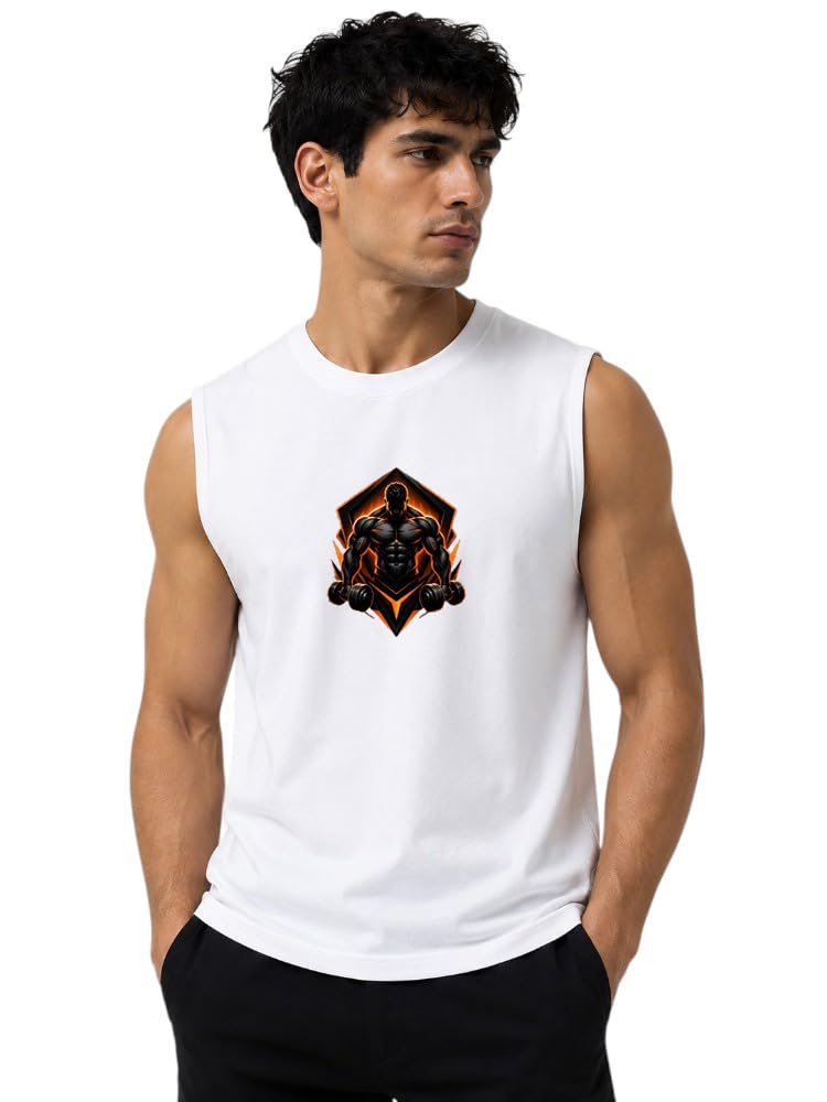 Men Cotton Printed Ribbed Round Neck Sleeveless Casual| Sports| Gym| Tank Top | Vest| Regular Fit T Shirt-image-35