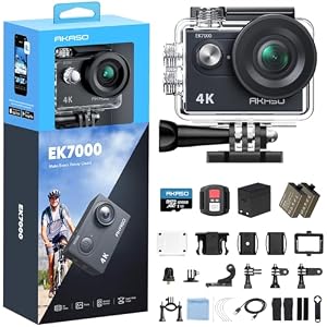 AKASO EK7000 4K30FPS Action Camera with 128GB microSDXC Memory Card - 20MP Ultra HD 170 Degree Wide Angle Waterproof Underwater Camera with Accessory Kit