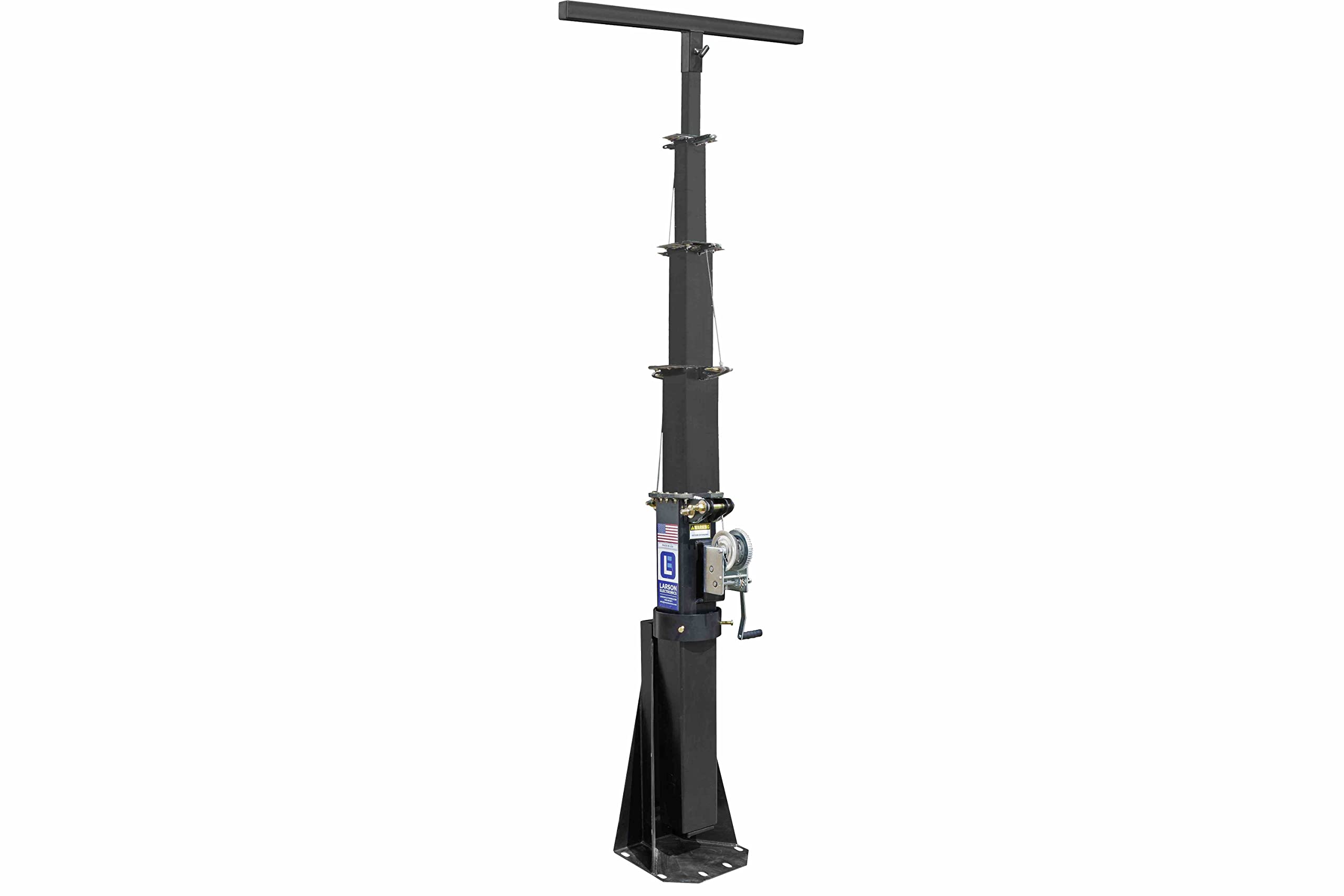 20 Foot Five Stage Fixed Mount Light Mast - Extends up to 20' - Collapses Down to 6.5' - Powder Black Finish