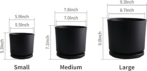 Miniatura 4 de UMIAMOY Maceta cilíndrica de cerámica de 9.3 pulgadas, maceta para plantas de interior y exterior, flores, maceta de cerámica con orificio de