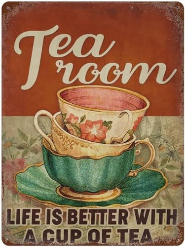 Tea Room - Retro Plaque Metal Tin Sign Wall Decor...