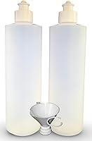Earth's Essentials 2-Pack 16oz Refillable HDPE Squeeze Bottles with Push/Pull Caps & Patented Funnel for Lotions, Shampoos, Oils