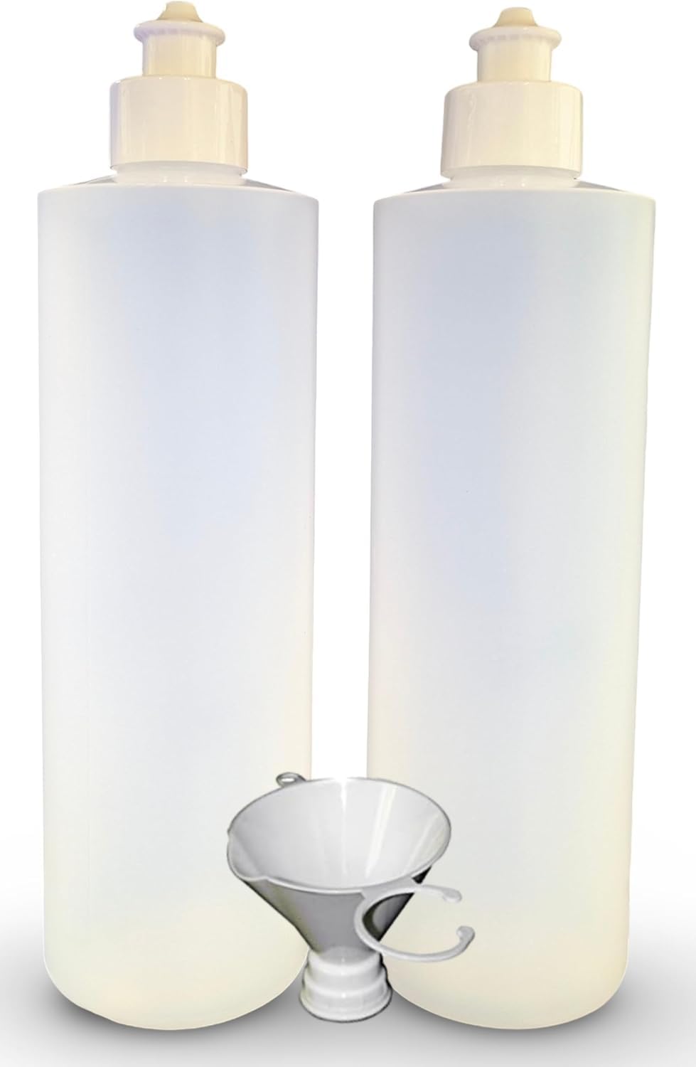 2 Pack Refillable 16 Ounce HDPE Squeeze Bottles With Push/Pull Button Top Dispenser Caps--Great For Lotions, Shampoos, Conditioners and Massage Oils From Earth's Essentials