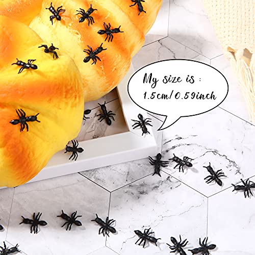 Sumind 400 Pieces Fake Ants Prank Plastic Black Ant Realistic Ant Halloween Joke Toys for Halloween Party Decoration Supplies April Fool's Day Props - Image 3