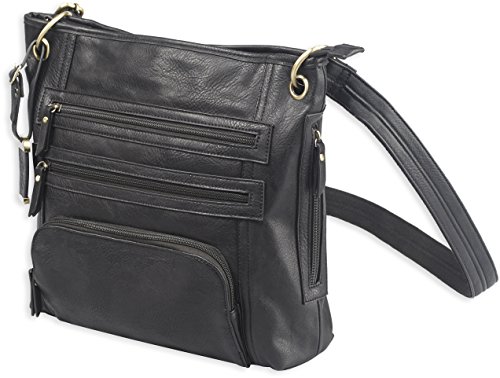 Bulldog BDP-038 Large Cross Body Style Purse with Holster Black (14 X 12 X 3 )