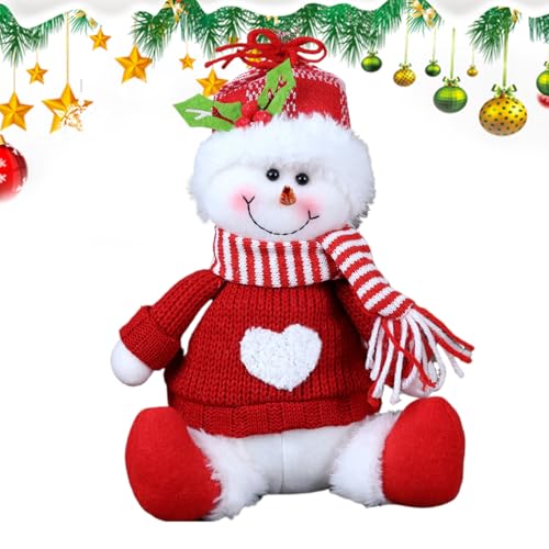 Muñeco de nieve de peluche, figura sentada para decoración navideña, figura de muñeco de nieve de mesa, para casa, oficina, interior, fiesta, invierno, ventana, mesa, escritorio, estantería