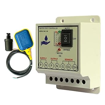 MICROTAIL Plastic Fully Automatic Water Level Controller & Indicator with One Cable Float Switch sensor, Single Phase 230V AC