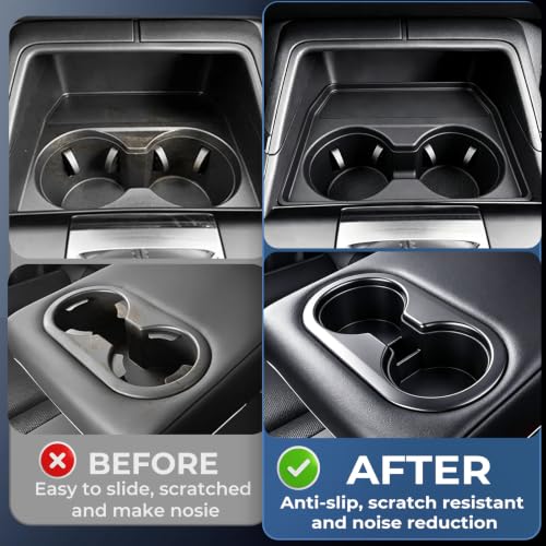 Image of Center Console Cup Holder Inserts for Mazda CX5 2026, Interior Accessories Silicone Front & Rear Car Cup Holders Covers Protector for 2026 CX-5, Black