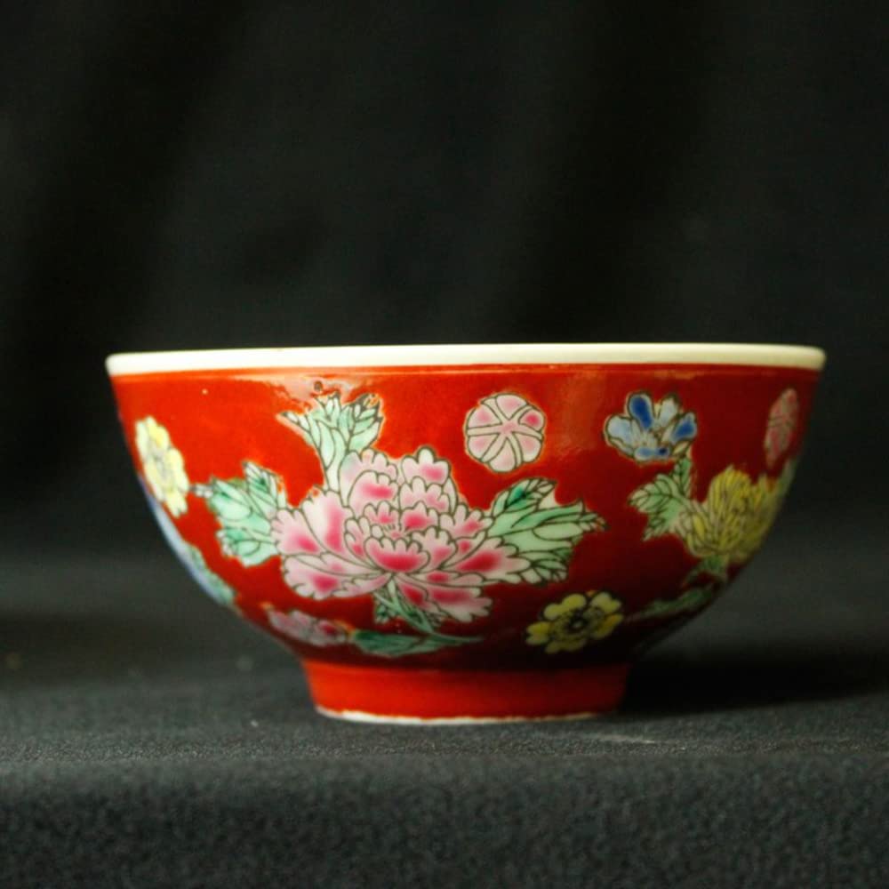 Ceramiczna miska, chińska starożytna porcelanowa miska do ryżu w stylu pałacowym, 11 cm 4,5 cala ceramika malowana ręcznie pastelami milion kwiatów miska do ryżu ceramiczna