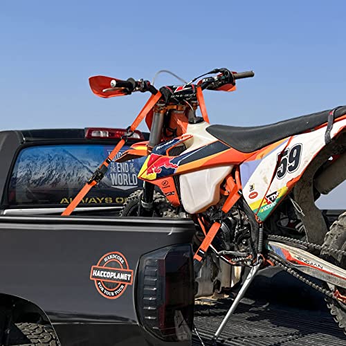 Haccoplanet Ratchet Tie Down Straps, 2340Lb Break Strength, 4Pc 1Inch X 16Ft Tie Down Strap Set With Padded Handles & Coated S Hook W/Safety Clip, Cargo Strap Tie Down For Motorcycle, Truck (Orange) #TOP6