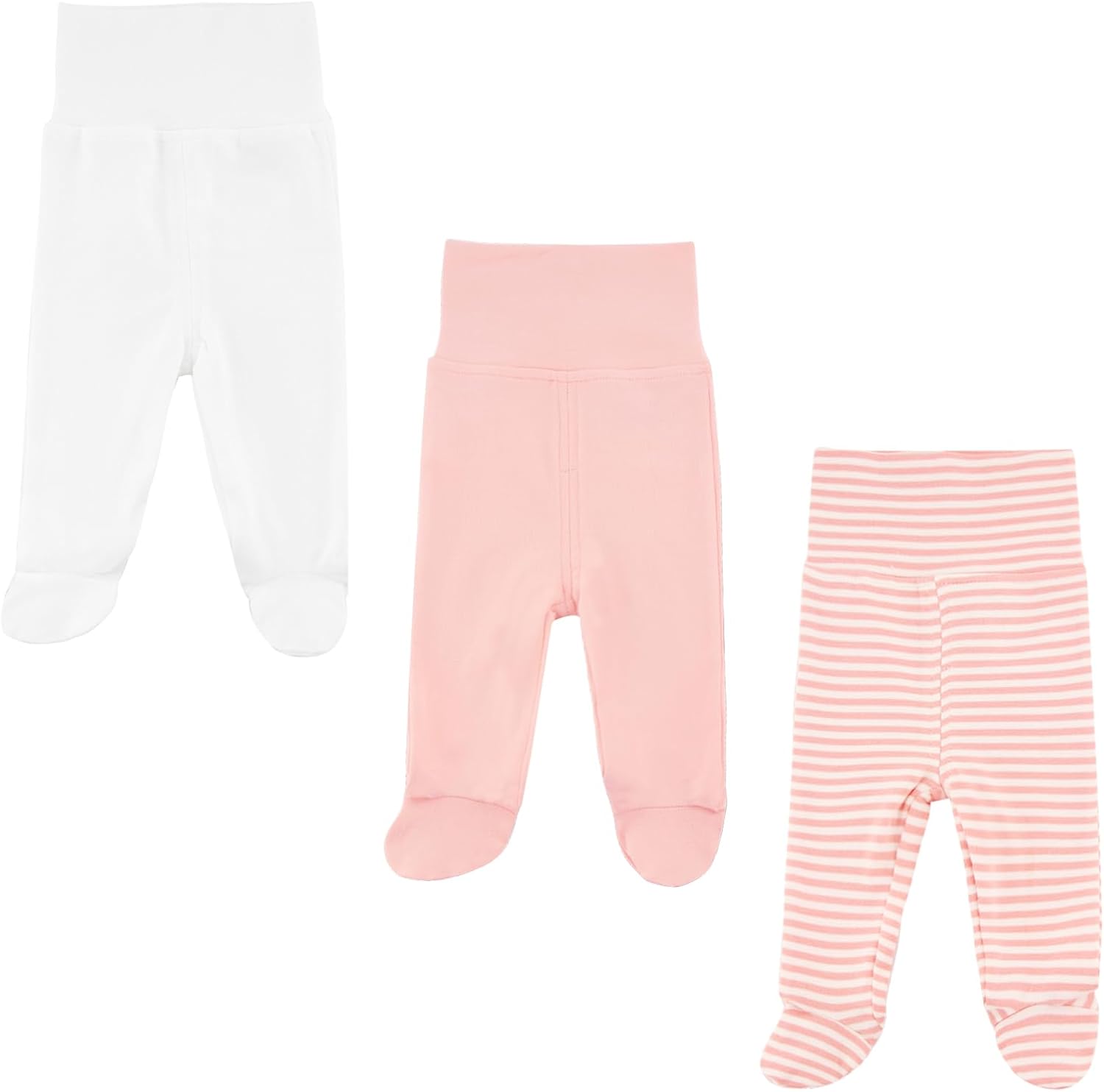 3-Pack Baby Pants with Footies, Roomy Fit Pull on Pants for Unisex Baby